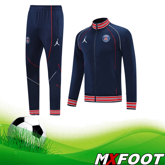 Photo Nouveau Ensemble Veste A Capuche Survetement Foot Jordan PSG Bleu