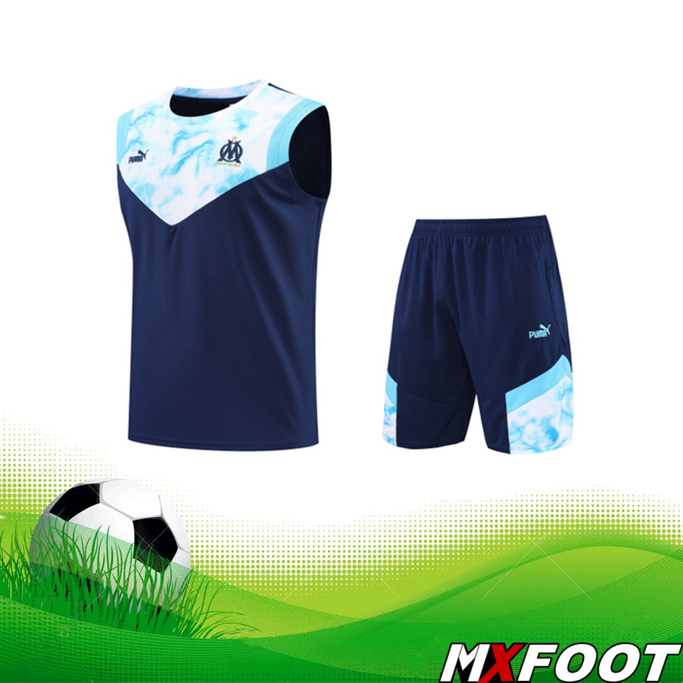 Floquer Nouveau Ensemble Training T Shirts Marseille Shorts Blanc