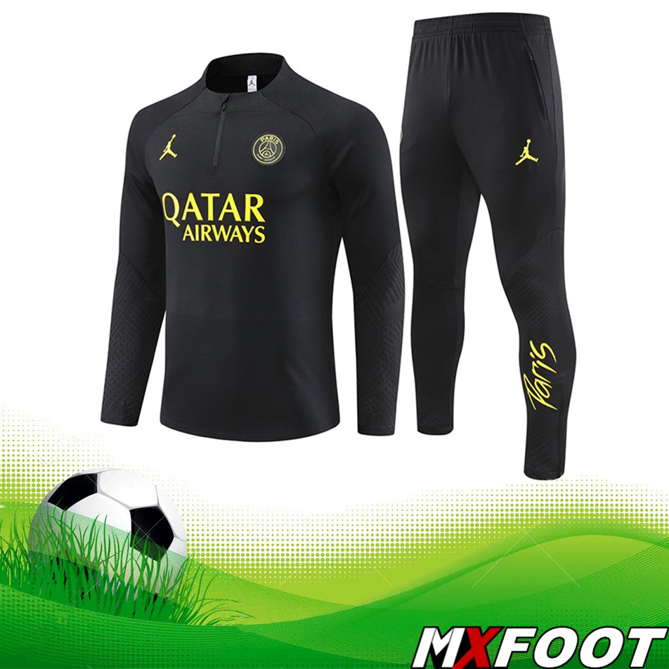 Soldes Nouveau Ensemble Survetement De Foot PSG Jordan Noir 2022 2023