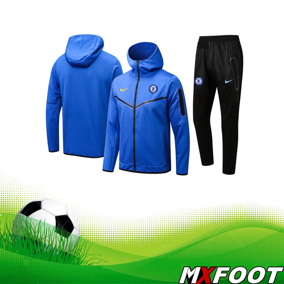 Faire Nouveau Ensemble Veste A Capuche Survetement Foot FC Chelsea Bleu